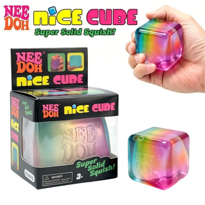 Fidget Cube Original - Schylling NeeDoh Regenbogen-Würfel Quetschbares Blind-Box-Spielzeug Würfel-Stressabbau-Fingerspielzeug