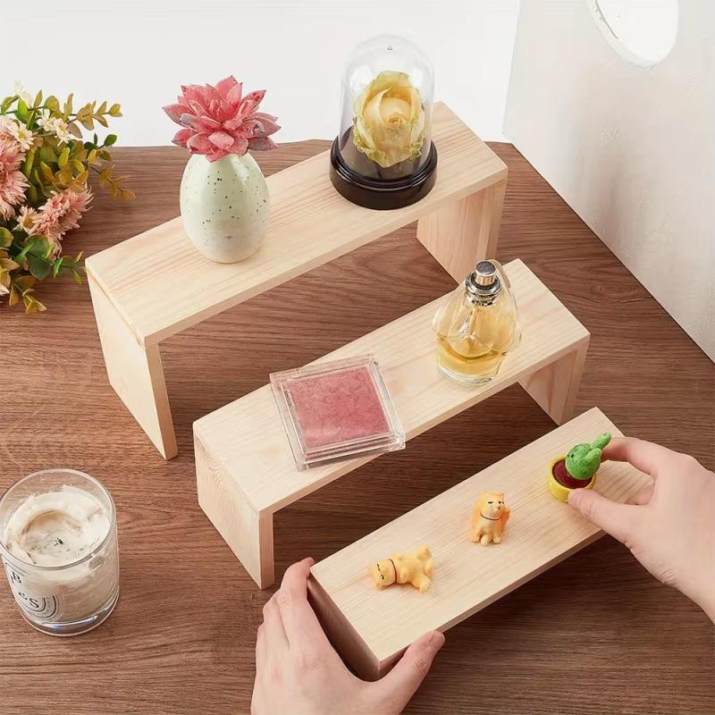 Display Risers Set - Rechteckige Holz-Schmuckständer, Holzregal, Vitrinenbeschläge, abnehmbarer Präsentationsständer