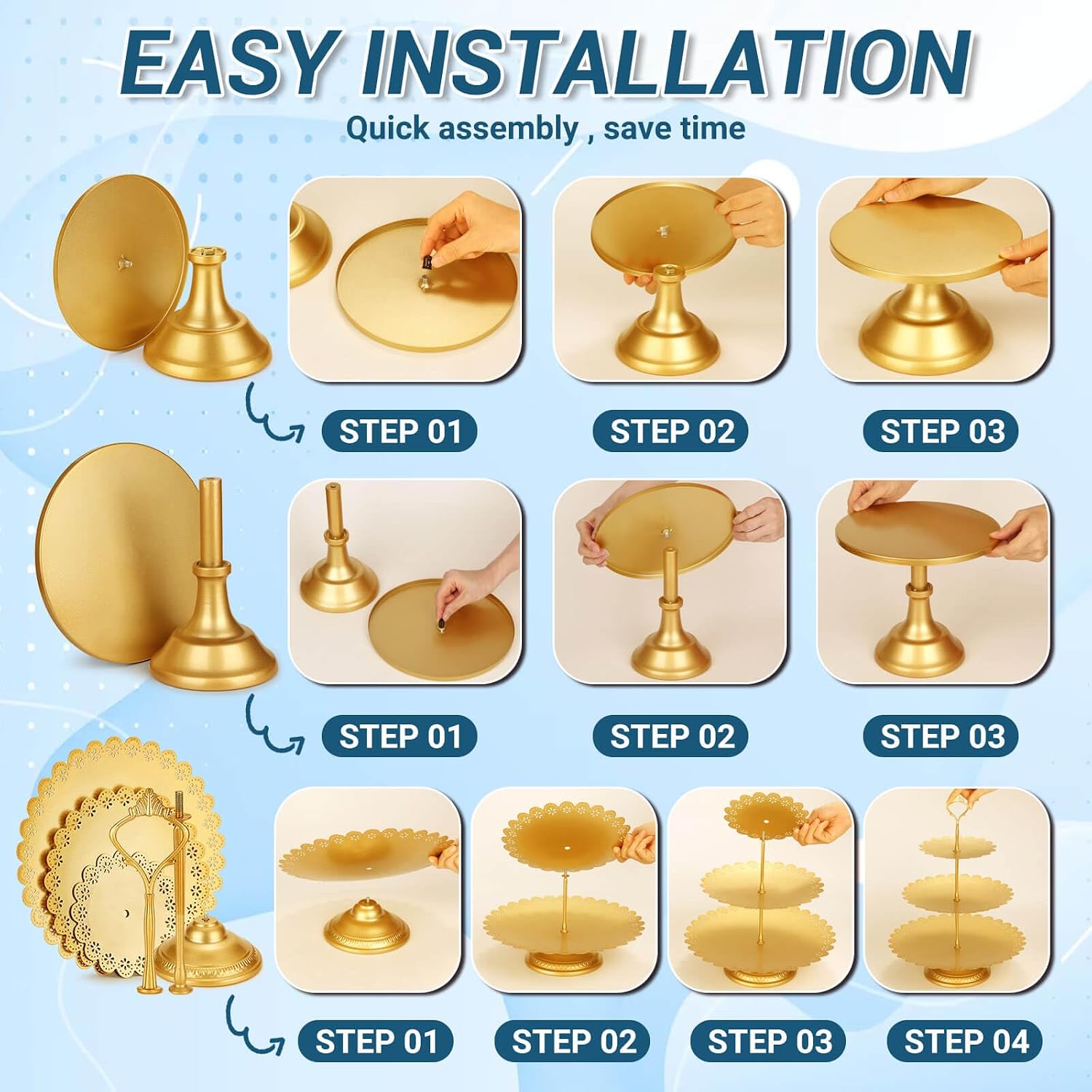 Goldenes Metall-Dessert-Tisch- – Display Risers Set Bewertung und Preis
